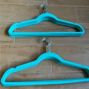 Turquoise Teal Blue Luxury Velvet Non-Slip Hangers 12 Count 360 Degree Hook
